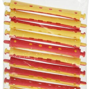 New Efalock Kaltwell Curler Two Tone Yellow Red Long 9 Mm Pack Of 12 Rolls