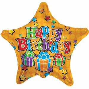 Happy Birthday Gold Star with Parcels (18inch)
