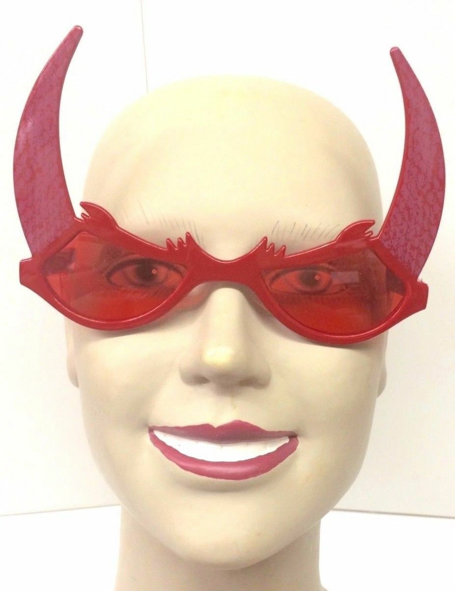Devil Horn Glasses Red Lenses Fancy Dress Costume Halloween Lucifer Demon Lens - Image 2