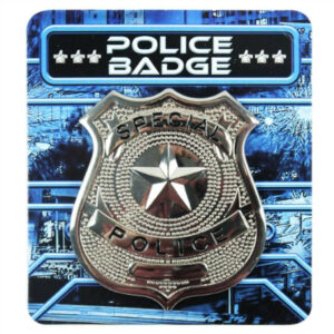 METAL POLICE BADGE FANCY DRESS SILVER PC ACCESSORY POLICEMAN POLICEWOMAN COSTUME