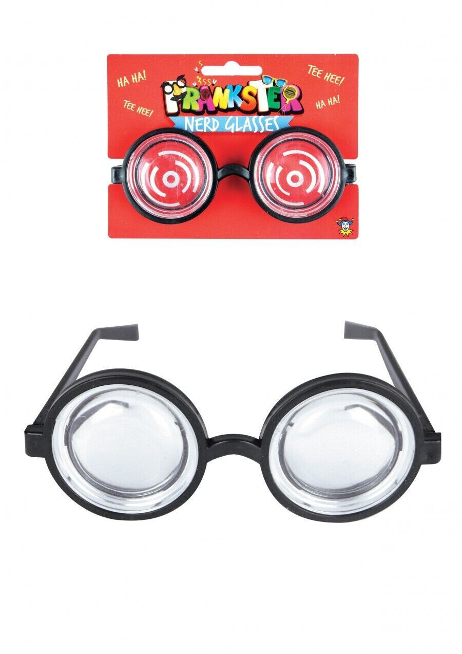 NERD GLASSES ROUND THICK GEEK FANCY DRESS COSTUME FUNNY JOKE PRANK WIZARD - Image 2