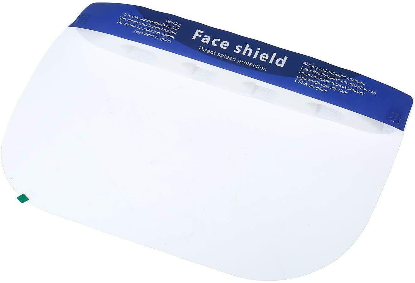 10 Pack All-Round Protection Face Masks with Clear Wide Visor Spitting