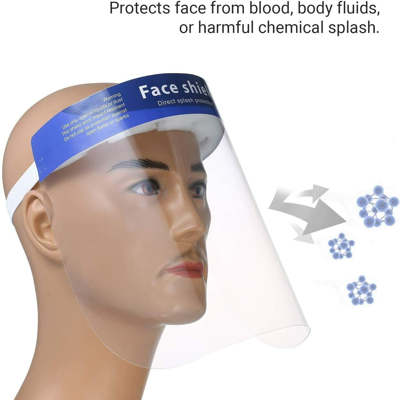 10 Pack All-Round Protection Face Masks with Clear Wide Visor Spitting - Image 2