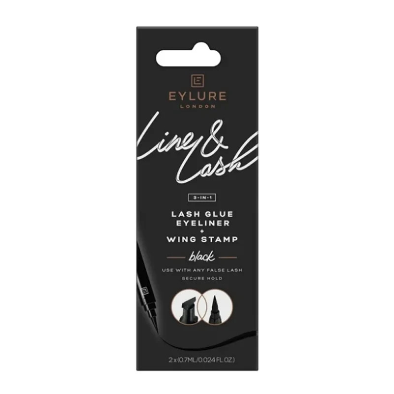 Eylure Line & Lash Kit 3-in-1 Lash Glue, Eyeliner and Wing Stamp - Black