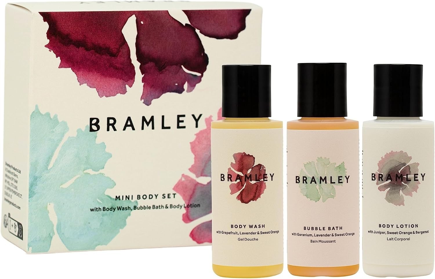 Bramley Mini Body Gift Set 3x50ml Body Wash Bubble Bath Lotion Pamper Gift